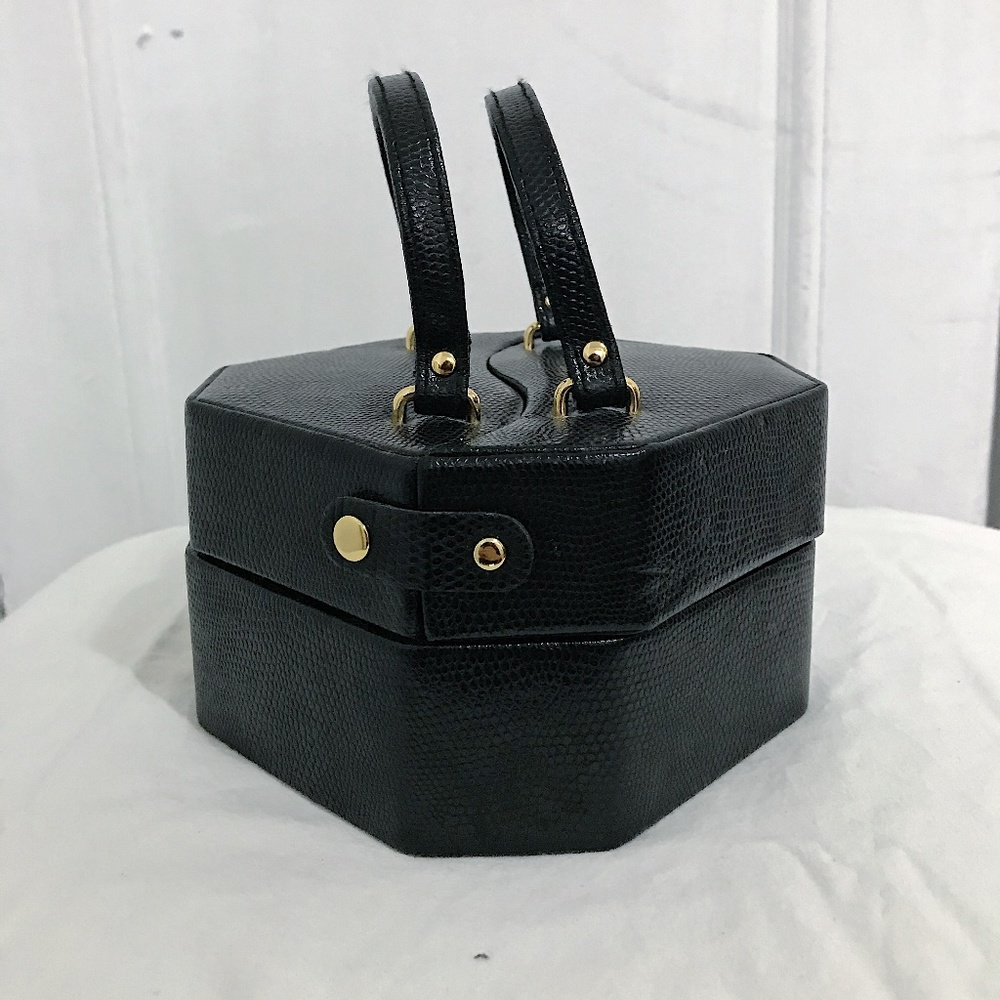 VINTAGE VEGAN BLACK SNAKESKIN PURSE/JEWELRY BOX